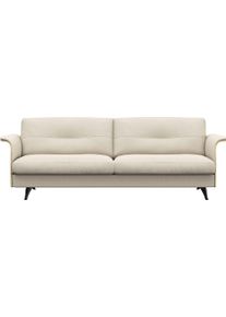 3-Sitzer FLEXLUX "Glow bequem und komfortabel durch hochwertigen Sitzaufbau, Designsofa", wei&szlig; (warm wei&szlig;), B:224cm H:81cm T:91cm, 100% Echteder, Sofas, 3-Sitzer, Skandinavisches Design, In hochwertiger Verarbeitung