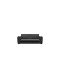2-Sitzer FLEXLUX "Fiore, super Sitzkomfort durch Kaltschaum im Sitz", schwarz (deep schwarz), B:164cm H:85cm T:92cm, 100% Echteder, Sofas, 2-Sitzer, breite Armlehnen, F&uuml;&szlig;e Alu