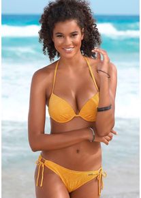 Push-Up-Bikini Buffalo, Damen, Gr. 36, Cup B, gelb, Polyamid, Strukturmuster, Bikini-Sets Push-Up-Bikini, mit modischer Struktur
