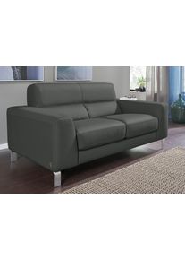 2-Sitzer Calia italia "Simon, erstklassiger Sitzkomfort und tolles Design", grau, B:172cm H:81cm T:94cm, Leder BULL;Leder SORRENTO, Sofas, 2-Sitzer, in zwei Lederqualit&auml;ten