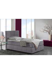 Boxspringbett Home Affaire "Casano", grau (anthrazit), B:112cm L:215cm, Strukturstoff-Bezug (100% Polyester), Komplettbetten, Boxspringbett, mit feiner Steppung, in 3 Matratzenarten, 2 H&auml;rtegraden und 5 Farben