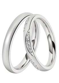 Trauring DOOSTI "Schmuck Geschenk Edelstahl Trauring Ehering Partnerring LIEBE" Gr. 58, silber (edelstahlfarben), Fingerringe, Damen, 58,mit Zirkonia, Edelstahl, 3mm, Trauring, wahlweise mit oder ohne Zirkonia