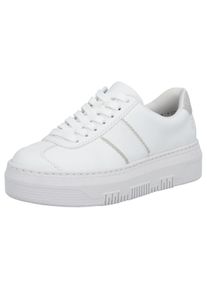 Plateausneaker Rieker, Damen, Gr. 38, silber (wei&szlig;, silberfarben), Lederimitat, Schuhe Plateausneaker, Schn&uuml;rschuh, Halbschuh, Freizeitschuh mit gepolstertem Schaftrand