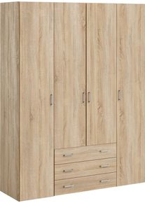 Kleiderschrank Inosign "Space Dreht&uuml;renschrank, Aufbewahrung Kasten Schrank Stauraum", braun (eiche), B:154cm H:200,4cm T:49,5cm, Holzwerkstoff, Schr&auml;nke, Kleiderschrank, Breite 78, 115,8 oder 154 cm, mit je 3 Schubk&auml;sten, innen Einlegeb&ouml;den