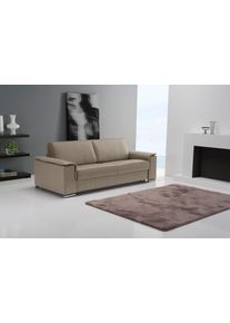 Schlafsofa Egoitaliano "Cecilia, modern & elegant, erstklassiger Sitzkomfort, Dauerschl&auml;fer", grau (taupe), B:234cm H:85cm T:102cm, Leder &raquo;BULL&laquo; (echtes Rindsleder). Geschliffenes, pigmentiertes und behandeltes Rindsleder mit einer Dicke von 1, 3-1, 5 mm. Dieses Leder zeigt eine ziemlich weiche Hand mit einem halb undurchsichtigen Aussehen. Es handelt sich um ein gesch&uuml;tztes Leder. Eine leichte De