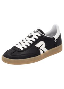 Sneaker RIEKER SPORT "San Diego Swing2GO", Damen, Gr. 45, schwarz-wei&szlig; (schwarz, wei&szlig;), Leder, Schuhe Sneaker, Retro-Sneaker, Freizeitschuh, Halbschuh mit herausnehmbarem Fu&szlig;bett