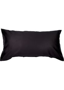 Kissenbezug Janine "Colors Mako Satin", schwarz, B:80cm L:40cm, Mako-Satin, Mako-Satin, Kissenbez&uuml;ge, Kissenbezug, mit Rei&szlig;verschluss, uni Kissenh&uuml;lle, feinf&auml;dig, 100% Baumwolle