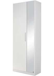 Schuhschrank Rauch "Garderobenschrank Dreht&uuml;renschrank Kleiderschrank Schrank MINOSA", wei&szlig; (alpinwei&szlig;, hochglanz wei&szlig;), B:69cm H:197cm T:41cm, Holzwerkstoff, Schr&auml;nke, Schuhschrank, mit Spiegel, Breite 69 cm mit 6 Schuhablageb&ouml;den MADE IN GERMANY