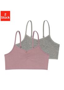 Bustier Buffalo, M&auml;dchen, Gr. 158/164, N-Gr, lila (mauve, grau, meliert), Jersey, Obermaterial: 92% Baumwolle, 8% Elasthan (LYCRA), unifarben, Basic, k&ouml;rpernah, BHs Bustier, mit verstellbaren Tr&auml;gern, unifarben oder bedruckt