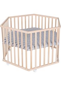 Laufgitter Roba "Style, buche, 6-eckig", Baby, braun (buche), Laufst&auml;lle Laufgitter, mit Schutzeinlage und Nestchen