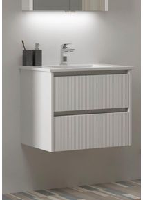 Waschtisch Welltime "Urban", wei&szlig; (wei&szlig; matt, wei&szlig;), B:61,5cm H:50cm T:46,5cm, Holzwerkstoff, Keramik, Kunststoff, MDF, Waschtische, Waschtisch, mit Keramik Waschbecken, 2 Schubladen mit Softclose, Breite 60 cm