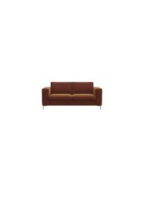 2-Sitzer FLEXLUX "Fiore, super Sitzkomfort durch Kaltschaum im Sitz", braun (cognac), B:164cm H:85cm T:92cm, 100% Polyester, Sofas, 2-Sitzer, breite Armlehnen, F&uuml;&szlig;e Alu