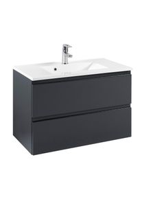 Waschtisch Welltime "Cardiff", grau (graphitfarben), B:80cm H:56cm T:47cm, Waschtische, Waschtisch, Breite 80 cm