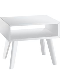 Nachttisch Hasena "Jaca", wei&szlig; (wei&szlig; deckend, wei&szlig; deckend lackiert), B:50cm H:42cm T:41cm, Buche massiv, lackiert, Tische, Nachttisch