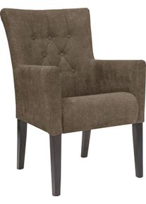 Esszimmerstuhl Home Affaire "King", braun (braun, wenge), B:60cm H:92cm T:65cm, Polyester, St&uuml;hle, Esszimmerstuhl, Esszimmerstuhl mit Knopfheftung