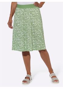 Jerseyrock Classic Basics, Damen, Gr. 42, gr&uuml;n (eucalyptus, eucalyptus, wei&szlig;, bedruckt), 50% Baumwolle, 50% Modal, gebl&uuml;mt, gemustert, unifarben, knielang, R&ouml;cke Jerseyrock