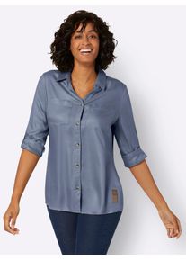 Longbluse Casual Looks, Damen, Gr. 54, blau (taubenblau), 100% Viskose, unifarben, Blusen Longbluse