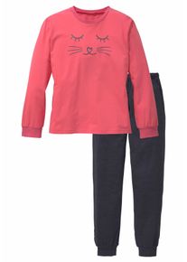Pyjama Vivance, M&auml;dchen, Gr. 158/164, schwarz (hummer, anthrazit, meliert), Jersey, Obermaterial: 100% Baumwolle, bedruckt, Basic, l&auml;ssig geschnitten, Rundhals, angesetztes B&uuml;ndchen, Homewear-Sets Pyjama, Schlafanzug in langer Form mit Cat Print