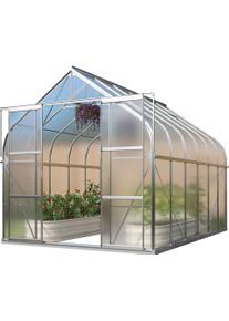 Gew&auml;chshaus Vitavia "Dione 9900, mit Stahlfundamentramen", silber (silberfarben), B:263,5cm H:254,5cm T:383cm, Gew&auml;chsh&auml;user, Gew&auml;chshaus, Alu-Profile, 3 mm Sicherheitsglas, Kunstglas in den Rundungen