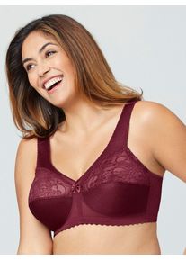 Entlastungs-BH Glamorise, Damen, Gr. 95, Cup G, rot (bordeaux), 50% Polyamid, 40% Polyester, 10% Elasthan, BHs Entlastungs-BH