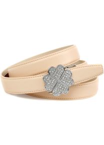 Lederg&uuml;rtel Anthoni Crown, Damen, Gr. 85, beige, Leder, Glitzer, unifarben, festlich, G&uuml;rtel Lederg&uuml;rtel, mit filigraner Schlie&szlig;e in Kleeblattopik