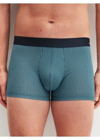 Boxershorts Calida "Cotton Code Design", Herren, Gr. S (46/48), retro blau, Single Jersey, Obermaterial: 94% Baumwolle, 6% Elasthan, k&ouml;rpernah, Unterhosen Boxershorts, mit weichem Elastikbund, ohne Eingriff