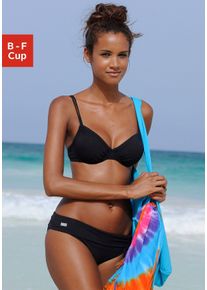 B&uuml;gel-Bikini-Top Buffalo "Happy", Damen, Gr. 42, Cup B, schwarz, Microfaser, Polyamid, unifarben, Bikini-Oberteile B&uuml;gel-Bikini-Top, seitlich zu raffen, Topseller