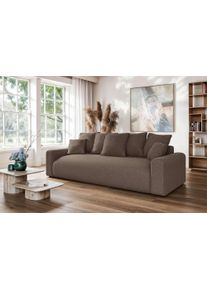 Big-Sofa Home Affaire "LAKESIDE klein 3-Sitzer Schlafsofa mit Bettkasten, Breite 238 cm", braun, B:238cm H:85cm T:98cm, 100% Polyester, Sofas, Big-Sofa, Liegefl&auml;che 149x195 cm, hoher Sitzkomfort, Ma&szlig;e B/T/H: 238/98/85cm