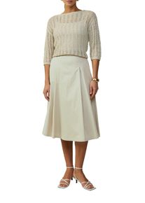 A-Linien-Rock s.Oliver BLACK LABEL, Damen, Gr. 42, beige (sand), Popeline, Obermaterial: 71% Baumwolle, 25% Polyamid, 4% Elasthan. Futter: 100% Polyamid, unifarben, relaxed fit kniebedeckend, R&ouml;cke A-Linien-Rock, im Relaxed Fit