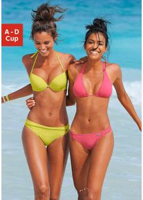 Push-Up-Bikini-Top Buffalo "Happy", Damen, Gr. 38, Cup A, gelb, Microfaser, Polyamid, unifarben, Bikini-Oberteile Push-Up-Bikini-Top, in mehreren Trendfarben