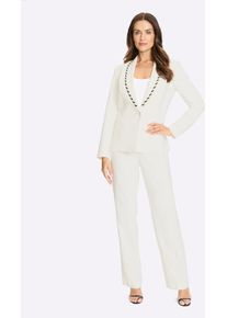 Hosenanzug Heine, Damen, Gr. 38, Normalgr&ouml;&szlig;en, ecru, schwarz, 94% Polyester, 6% Elasthan, Anz&uuml;ge Hosenanzug