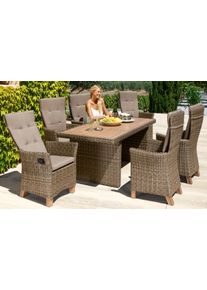 Garten-Essgruppe Merxx "Toskana Deluxe", beige (natur), Obermaterial: 100% Polyester. F&uuml;llung: 100% Polyurethan, Sitzm&ouml;bel-Sets, Garten-Essgruppe