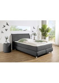 Boxspringbett Home Affaire "Coloma" erh&auml;ltlich in H2, H3 oder H4 inkl. Topper", grau (anthrazit), B:167cm L:215cm, Komplettbetten, Boxspringbett, in H2, H3 oder H4 erh&auml;ltlich