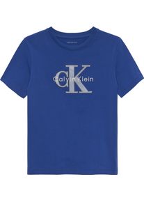 T-Shirt Calvin Klein Jeans, Jungen, Gr. 10 (140), admiral blau, Single Jersey, Obermaterial: 94% Baumwolle, 6% Elasthan, unifarben, regular fit normal, Rundhals, eingesetzt abgesteppte Kante, Shirts T-Shirt, Regular fit, f&uuml;r Kinder bis 16 Jahre