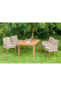Garten-Essgruppe Merxx "Ranzano", beige (naturfarben), Obermaterial: 100% Polyester. F&uuml;llung: 100% Polyurethan, Sitzm&ouml;bel-Sets, Garten-Essgruppe