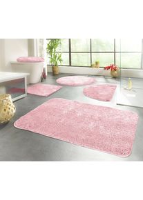 Badematte Kinzler "Chaozhou", rosa (ros&eacute;), H:20mm, Polyester, Badematten, Badematte, Badteppich, Uni Farben, weich, als rechteckig, rund & Set erh&auml;ltlich