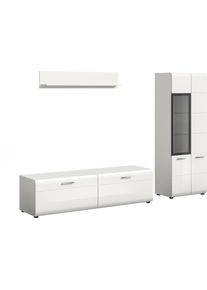 Wohnwand Home Affaire "FLORENZ, 3-teilige Wohn-Kombination, hochwertige MDF-Front", wei&szlig; (wei&szlig; hochglanz tiefzieh), B:235cm H:160cm T:41cm, Holzwerkstoff, Kastenm&ouml;bel-Sets, Wohnwand, Wohn-Kombination, Wohnzimmer-M&ouml;bel, Wohnzimmer,Kombination, Kombi