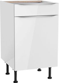 Unterschrank KOCHSTATION "KS-Aken", wei&szlig; (wei&szlig; hochglanz, wei&szlig;), B:50cm H:87cm T:58,4cm, Schr&auml;nke, Unterschrank