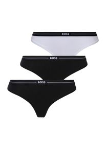 String BOSS "3P THONG", Damen, Gr. XS, 3 Stk., wei&szlig; (open wei&szlig; 120), Jersey, Obermaterial: 90% Baumwolle, 10% Elasthan, k&ouml;rpernah, Unterhosen String, mit BOSS Logobund