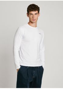 Langarmshirt Pepe Jeans, Herren, Gr. M, wei&szlig;, Jersey, Obermaterial: 95% Baumwolle, 5% Elasthan, slim fit normal, Rundhals, Shirts Langarmshirt