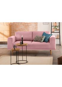 2-Sitzer Home Affaire "Lasse", rosa (ros&eacute;), B:198cm H:84cm T:89cm, Filzoptik (100% Polyester);Luxus-Microfaser (100% Polyester);Struktur fein( 100% Polyester), Sofas, 2-Sitzer, im scandinavischem Stil mit Holzf&uuml;&szlig;en