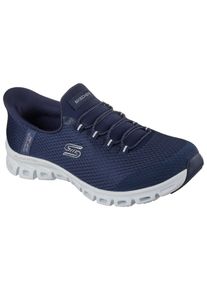 Slip-On Sneaker Skechers "GLIDE-STEP-PURSUIT", Damen, Gr. 40, blau (navy), Textil, Schuhe Slip-On Sneaker, Freizeitschuh mit elastischem Einstieg