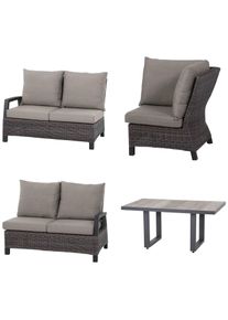 Gartenlounge-Set siena GARDEN "Corido", grau (charcoal grau, schwarz), Aluminium, Sitzm&ouml;bel-Sets, Gartenlounge-Set