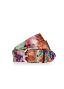 Lederg&uuml;rtel Mustang, Damen, Gr. 75, bunt (multicolour), Leder, G&uuml;rtel Lederg&uuml;rtel, Mit floralem Print und Schlie&szlig;e in poliertem Silber, 3,5 cm