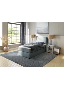 Boxspringbett Home Affaire "Lysann", blau (petrol), B:107cm L:215cm, Komplettbetten, Boxspringbett, 5fach verstellbares Kopfteil, in 4 Breiten, 3 Matratzenarten