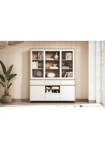 Buffet Home Affaire "Stranda, Hochschrank im Scandi-Style, moderner Schrank", wei&szlig; (wei&szlig; skandi eiche), B:164cm H:195cm T:39cm, FSC-zertifizierter Holzwerkstoff, Schr&auml;nke, Buffet, Rahmenoptik, ausreichend Stauraum, vielseitig einsetzbar, 164 cm breit