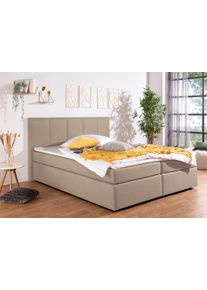 Boxbett Home Affaire "Fidan", beige (beige, creme), B:194cm L:210cm, Komplettbetten, Boxbett, wahlweise mit Bettkasten, in H2, H3 & H4 erh&auml;ltilich