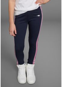 Leggings Kangaroos "mit aufgesetztem Band", M&auml;dchen, Gr. 176/182, N-Gr, blau (marine), Jersey, Obermaterial: 95% Baumwolle, 5% Elasthan, unifarben, unifarben mit Farbeinsatz, eng lang, Hosen Leggings, f&uuml;r M&auml;dchen