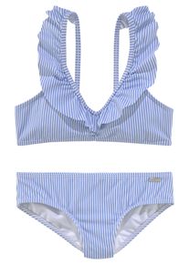Bustier-Bikini Buffalo, Kinder, Gr. 158/164, N-Gr, wei&szlig; (hellblau, wei&szlig;), Polyamid, gestreift, Bikini-Sets Bustier-Bikini, mit Volants am Ausschnitt, Topseller
