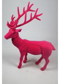 Weihnachtsfigur AM Design "Rentier stehend mit samtweichem Flock", pink, B:20cm H:76cm T:60cm, Kunststoff, Dekofiguren, Weihnachtsfigur, aus Kunststoff, H&ouml;he 76 cm, in verschiedenen Farben